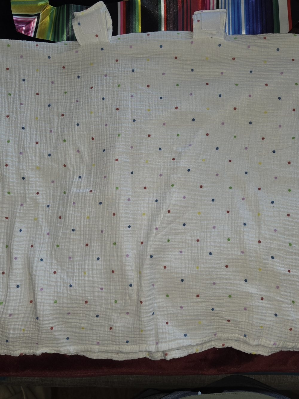 Car Seat Cover White Multi-Colored Dot Cotton Muslin Throw